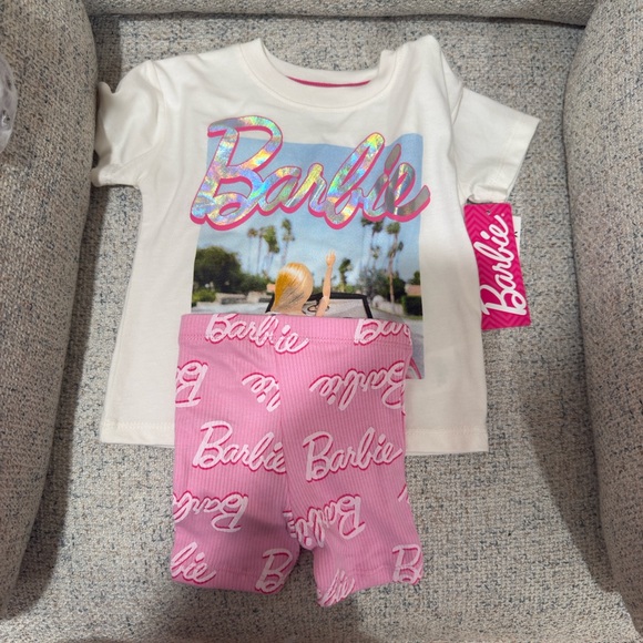 Barbie White and Pink Graphic Tee - Picture 1 of 2